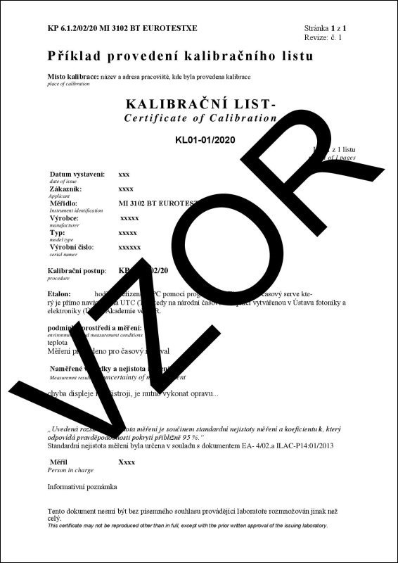 PROMERTECH Kalibrace Metra Blansko PU 182.1 MEGMET 501 D - Kalibrační služba Kalibrace s metrologickou návazností